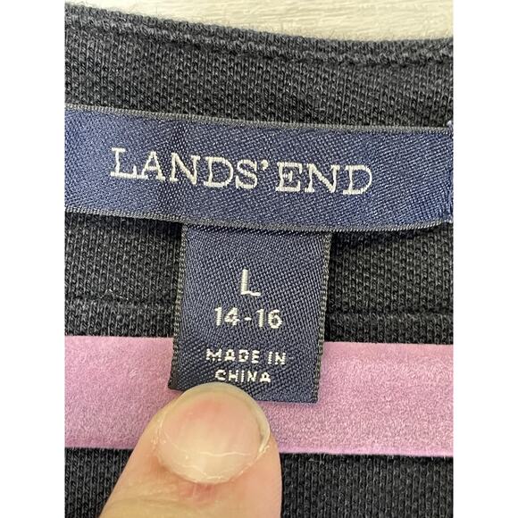 Lands' End Dress Womens Large Black Sleeveless Maxi V-Neck Wrap Pima Blend Knit - Picture 5 of 8